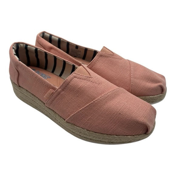Bobs Skechers Fairy Duster Shoes Womens Sz 9 Blush Pink Slip On Wedge Espadrille - Picture 1 of 11